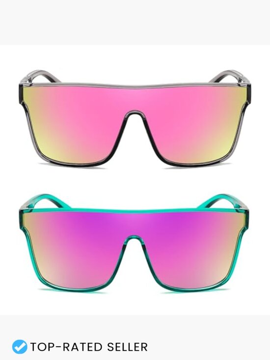Oversized Flat Top Mirrored Sunglasses UV400 Unisex Square Shield Sunnies main image 7
